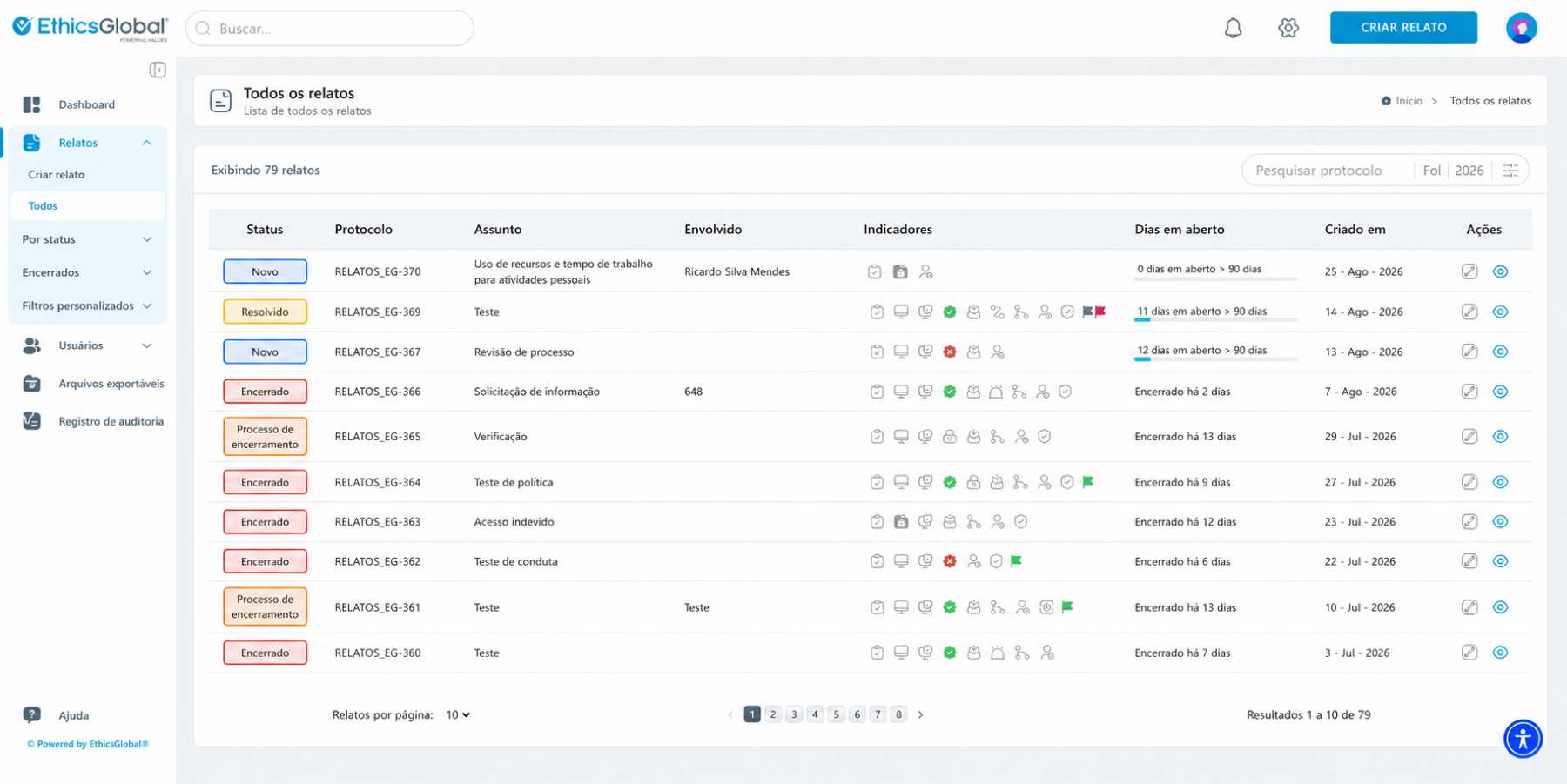 Gestão de casos no CaseManager